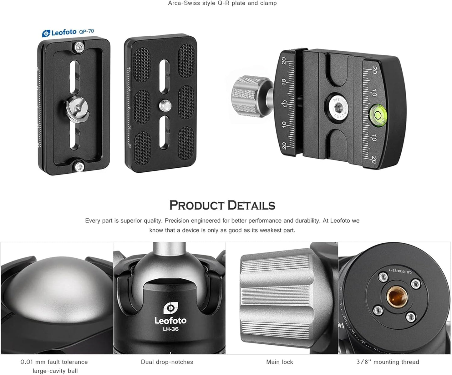 Leofoto Professional Camera Tripod, 50" Compact Carbon Fiber Tripod for DSLR Video Camcorder, 4 Leg Sections, 360° Ball Head, Max Load 8KG/18Lb (LS-254CX+LH-36)