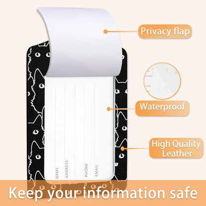 2 Pcs Luggage Tags for Suitcase,Cute Cat Luggage Tag Name Id Labels with Privacy Cover for Travel Backpack Women Men