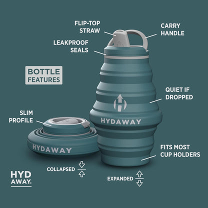HYDAWAY 17oz Collapsible Water Bottle - BPA-Free, Leakproof, Lightweight, and Space-Saving - Perfect for Travel, Hiking, and Everyday Hydration