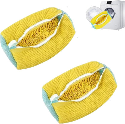 Laundry Shoe Bags for Washing Machine, 2Pcs Shoe Washing Bag Shoe Laundry Bag for Washer and Dryer Reusable Shoe Washing Bags Shoe Washing Machine Bag (Yellow-2Pcs)