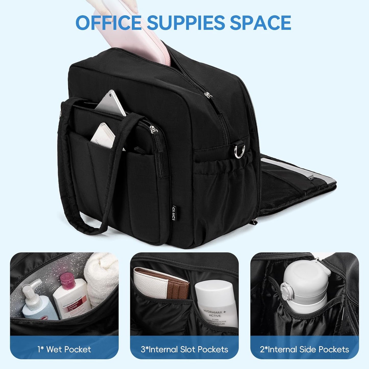 CLUCI Gym Bag for Women, Travel Duffle Bag Carry on Weekender Bags Puffer Tote Bag