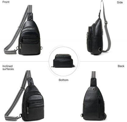 Sling Bag for Women Cross Body Bags Fanny Packs Shoulder Bag Sling Backpack Vegan Leather Trendy Travel Purses Black