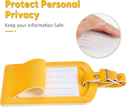 3 Pack Luggage Tags for Suitcases, TSA Approved Bag Tags, Baggage Tags with Privacy Protection, Travel Essentials Luggage Accessories, Energetic Yellow