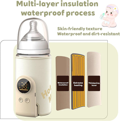 2025 Upgrade Portable Bottle Warmer for Travel,Comfortable Bottle Warmer on the go,Rapid Warming,Long-Lasting Warming up to 6-10H (10000 mAh)