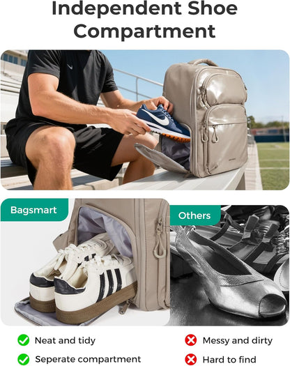 BAGSMART 30L Travel Backpack, 15.6 Inch Carry On Backpack Flight Approved, Personal Item Travel Bag, Water Resistant Weekender Bag Daypack, Rose Purple