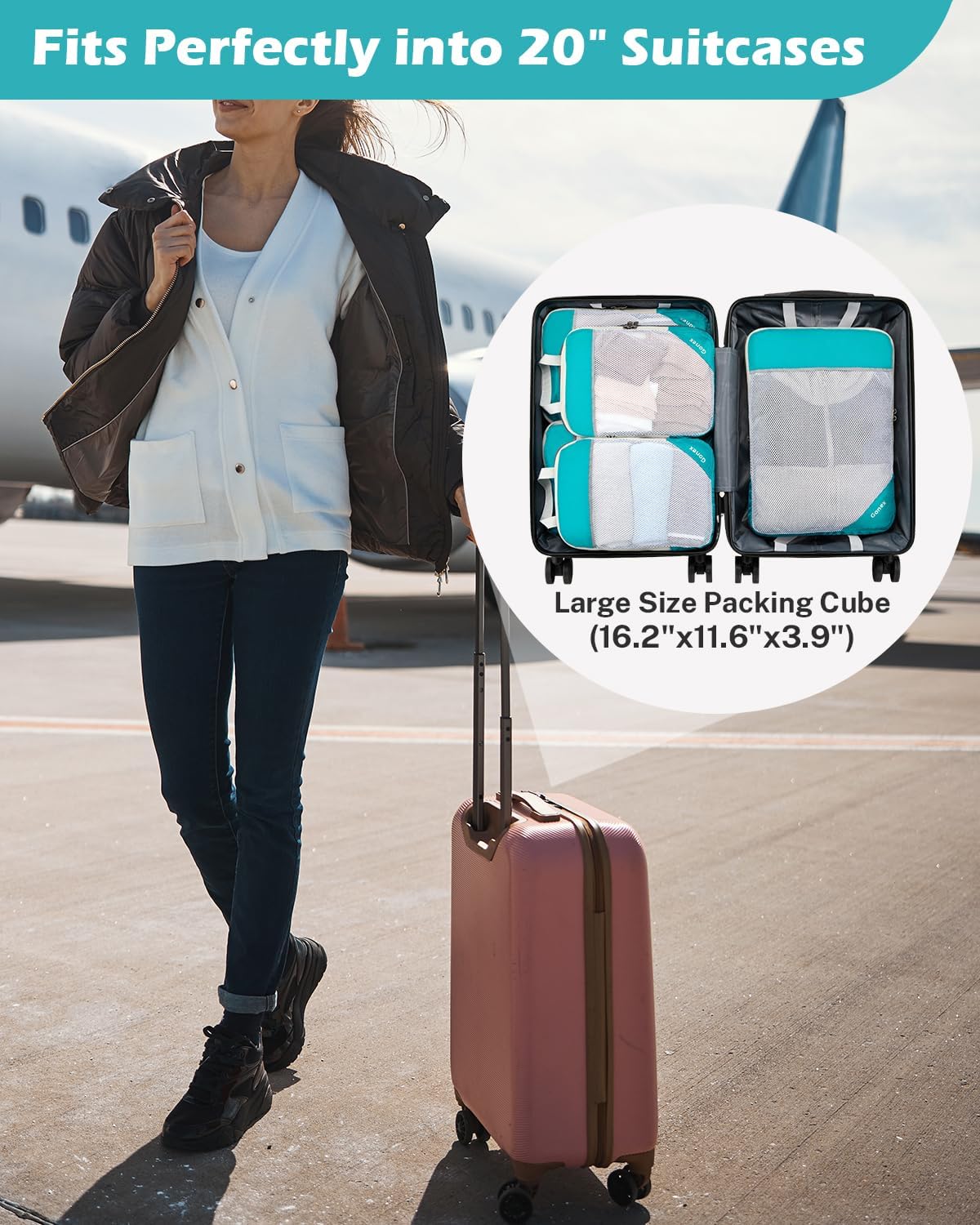 Compression Packing Cubes, Gonex Extensible Storage Mesh Bags Organizers