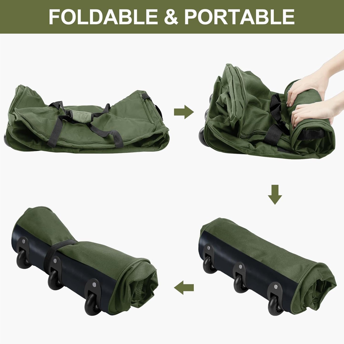 Finnhomy 120L Foldable Rolling Duffel Bag with 3 Wheels, Light Weight Travel Duffel bag with Large Loading Capacity, 32 inch Rolling Duffel bag with Shoulder Strap for Travel Camping Sports