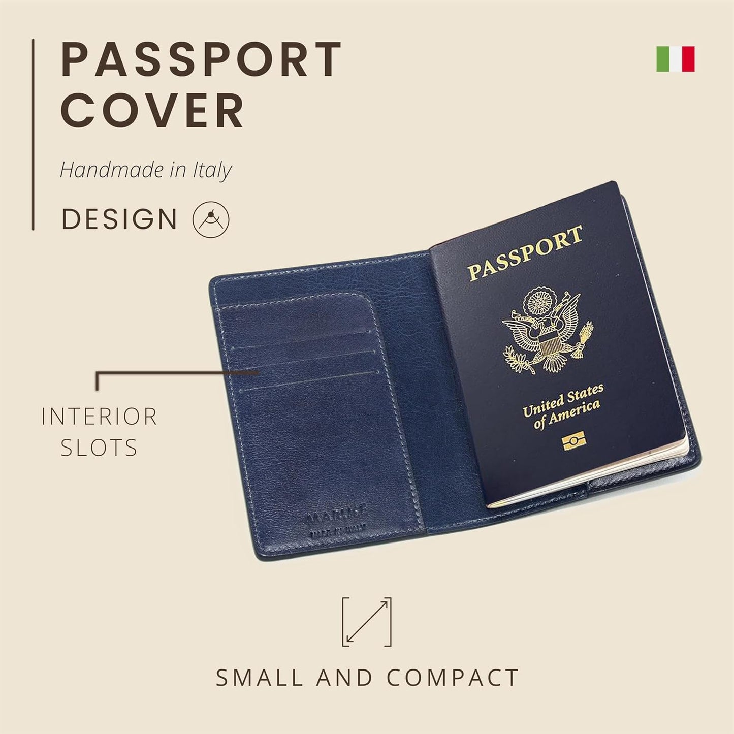 Maruse Italian Leather Passport Cover for Men and Women, Handmade in Italy