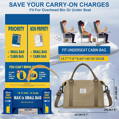 Travel Duffel Bag, Sports Tote Gym Bag, Shoulder Weekender Overnight Bag for Women