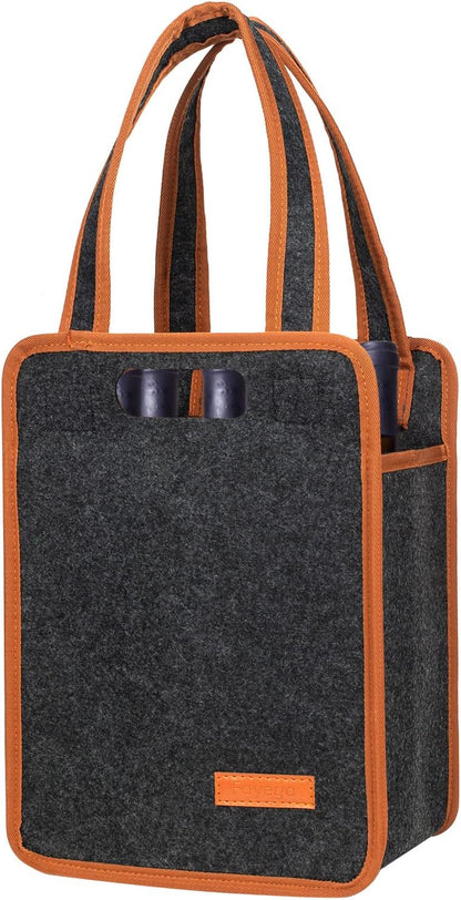 6 Bottle Wine Tote Bag, Insulated Thermal Padded Wine Carrier Tote, Reusable Wine Bags for Wine Bottles Travel, Camping and Picnic, Perfect Wine Lover Gift