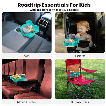 BlueOrigin Car Seat Snack Tray - Travel Tray for Kids Car Seat, Stroller, Booster and Anywhere with a Cup Holder, Toddler Road Trip Essentials Food Plate for Snacks, Toys, Entertainment (Teal)