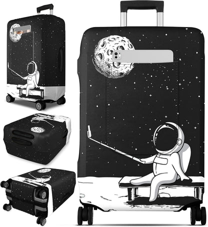 Slohif Luggage Cover for Suitcase Tsa Approved Protector - Luggage Sleeve Large Suit Case Cover Travel Stretch Baggage Case Protective Washable Fit 28-30 Inch Astronaut L