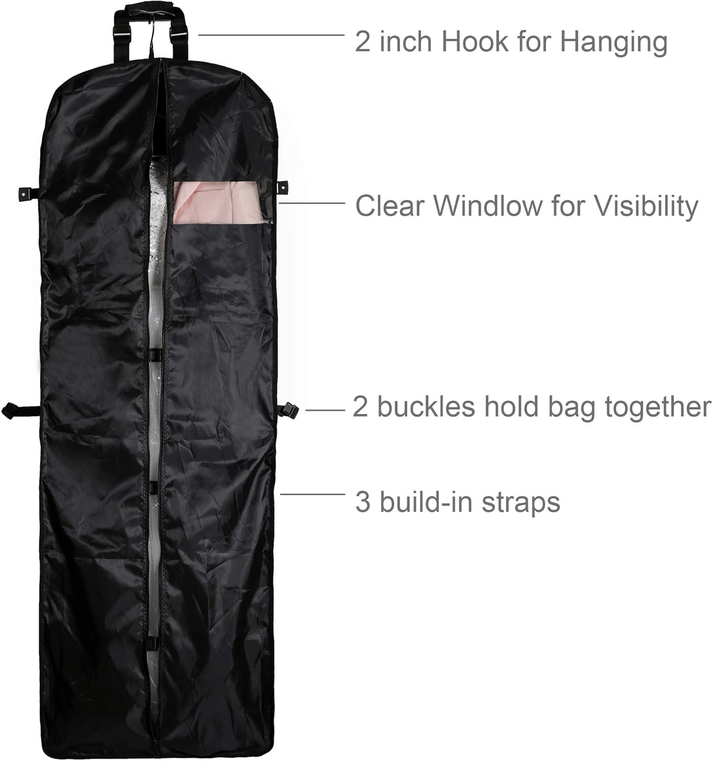 72" Tri-Fold Wedding Garment Bag for Long Dress & Gown,Hanging Travel Carry on Storage bag for Men Women