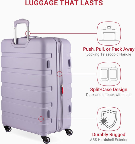 SwissGear 7366 Hardside Expandable Luggage with Spinner Wheels, Evening Haze, Checked-Large 27-Inch