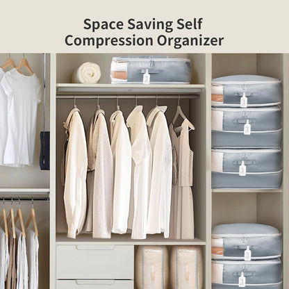 Comforter Storage Bag 66 L - 3 Pack Blanket Storage Organizer Compression Bags, Large Capacity Ultra Space Saving Self Organize for Bedding, Pillow, Duvet, Sheet Storage with Zipper Window
