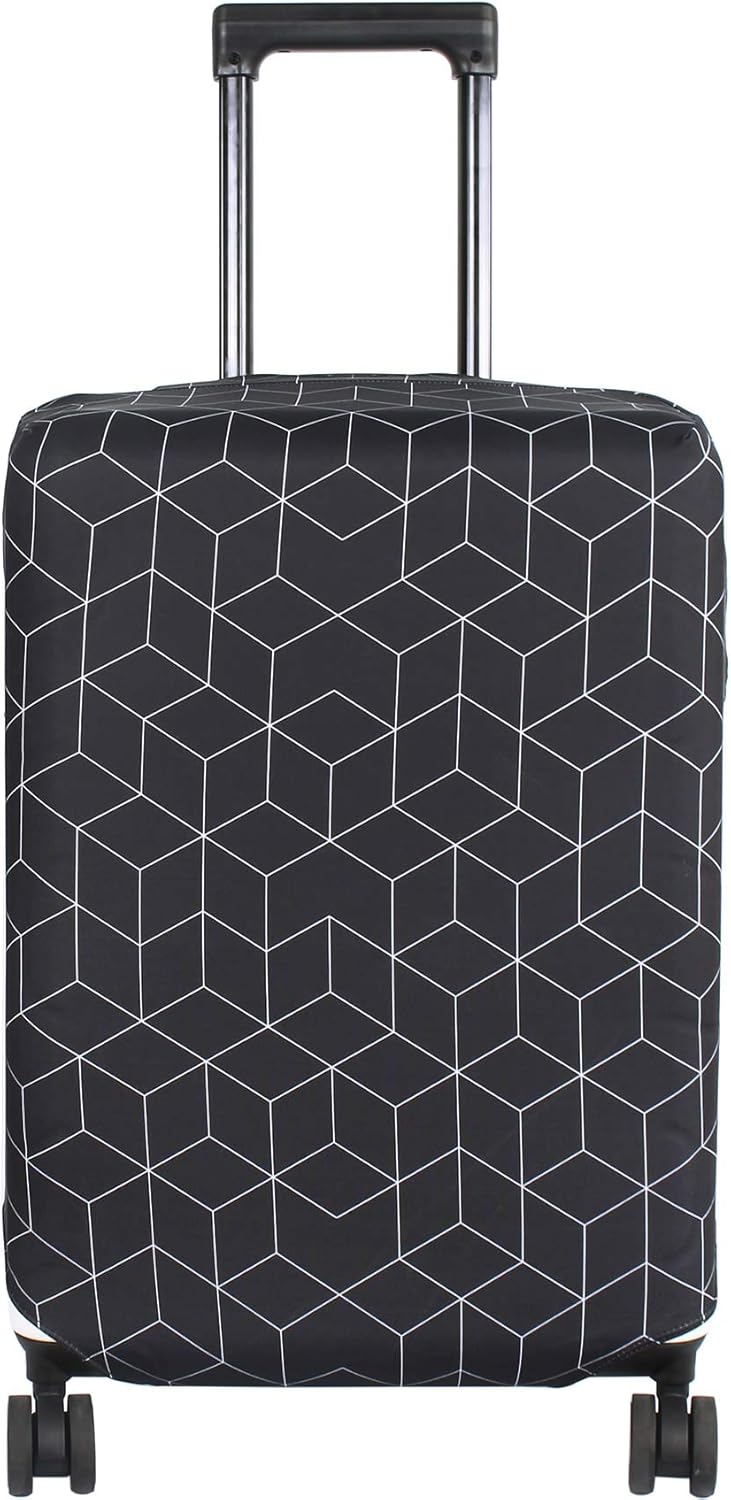 HYPER VENTURE Washable Luggage Cover - Fashion Suitcase Protector Fits 31-32 Inch Luggage (Black Maze, XL)