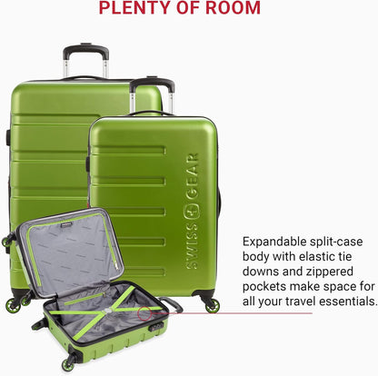 SwissGear 7366 Hardside Expandable Luggage with Spinner Wheels, Green, 3-Piece Set (19/23/27)