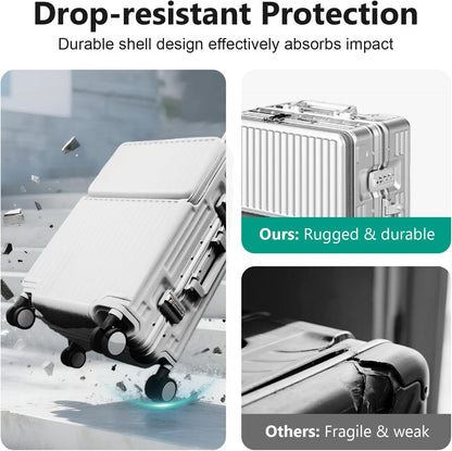 Hard Shell Luggage 20 Inch Travel Suitcase, 22x14x9 Airline Approved with TSA Lock, ABS Aluminum Frame, Lightweight Travel Luggage 20'' 24'' 26'' Carry-on Luggage (Upgraded Silver, 20 Inch)