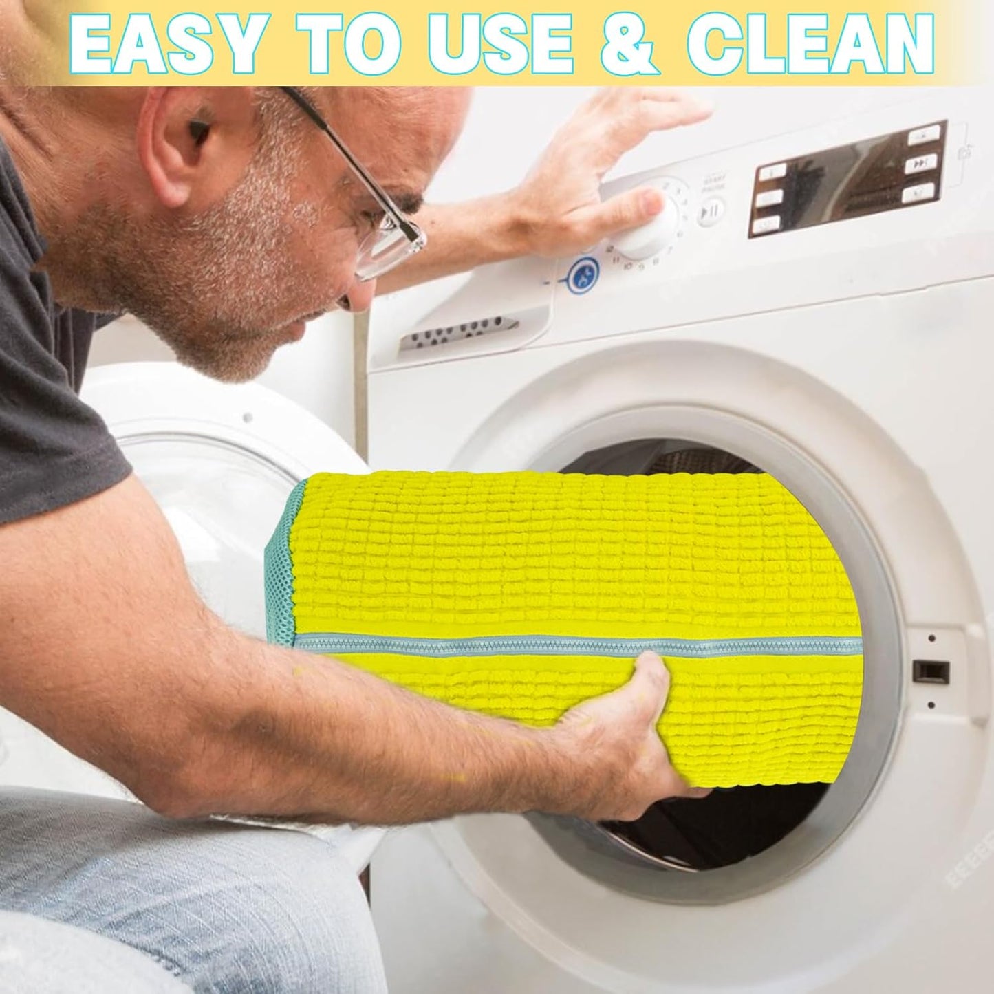 2PCS Shoe Washing Machine Bgs,Laundry Shoe Bags for Washer and Dryer, Reusable and Durable Zipper Sneaker Shoe Washing Bag, Tennis Shoe Cleaning Bag for All Shoe Types (Yellow)