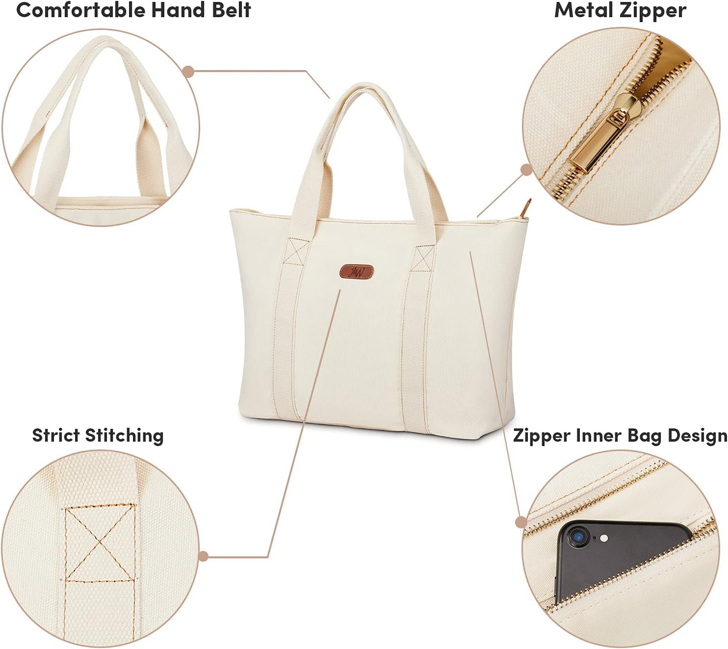 AW BRIDAL Monogram Canvas Tote Bag for Chrismas, Bridal Shower, Retirement, Birthday Gifts for Women Mom Wife Sister Friends