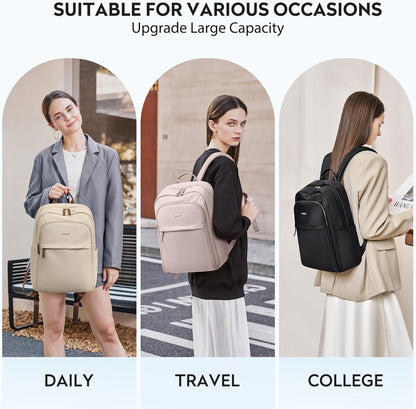 Hiking Travel Backpack for Women Casual Business Weekender Multilayer Laptop Bag,16 Inch,Black