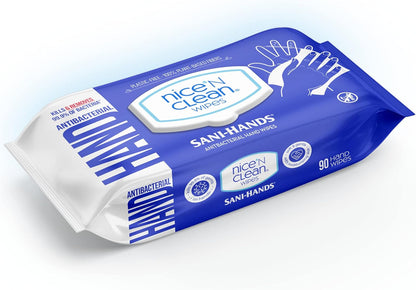 Nice 'N CLEAN Sensitive Skin Wet Hand Wipes 90ct (8-Pack) | Infused with Aloe | Hypoallergenic Wipes More Effective than Gel