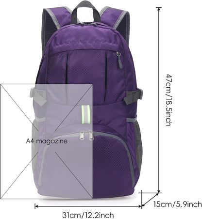 Yaopeing Lightweight Backpack,25L Foldable Hiking Packable,Water Resistant Travel Outdoor Shoulder Bag for Woman Men,Purple