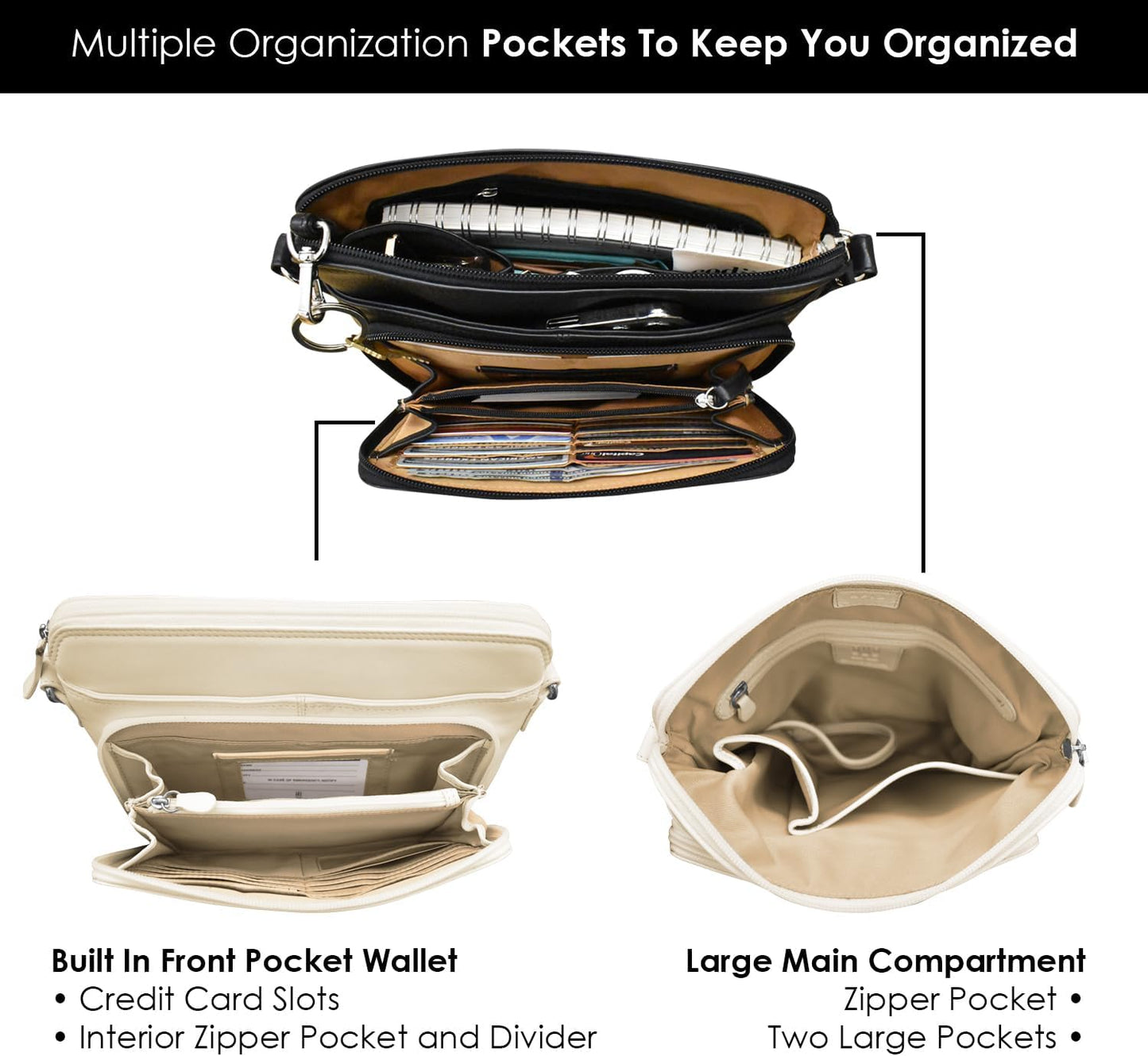 ili New York Genuine Leather Crossbody Bags for Women - Premium RFID Blocking Shoulder Bag Organizer with Adjustable Strap