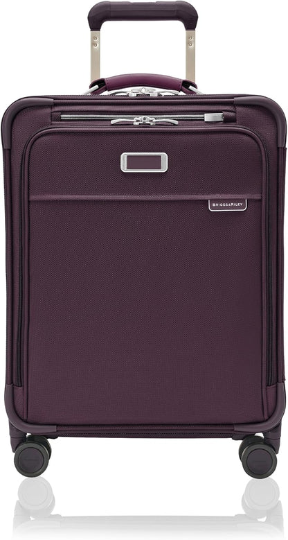 Briggs & Riley 21" Global Carry On Expandable Spinner - Luggage for International Travel, Suitcases with Wheels, Softside Rolling Bag for Men & Women, Self-Repairing Zipper - Baseline Collection, Plum
