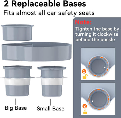 Kids Car Seat Tray, Travel Tray with Cup Holder for Toddler Baby, Kids Car Seat Food Snack Organizer for Road Trip, Stroller Snack Organizer Travel Must Haves Toddler Must Haves (Light Grey, 1 PCS)