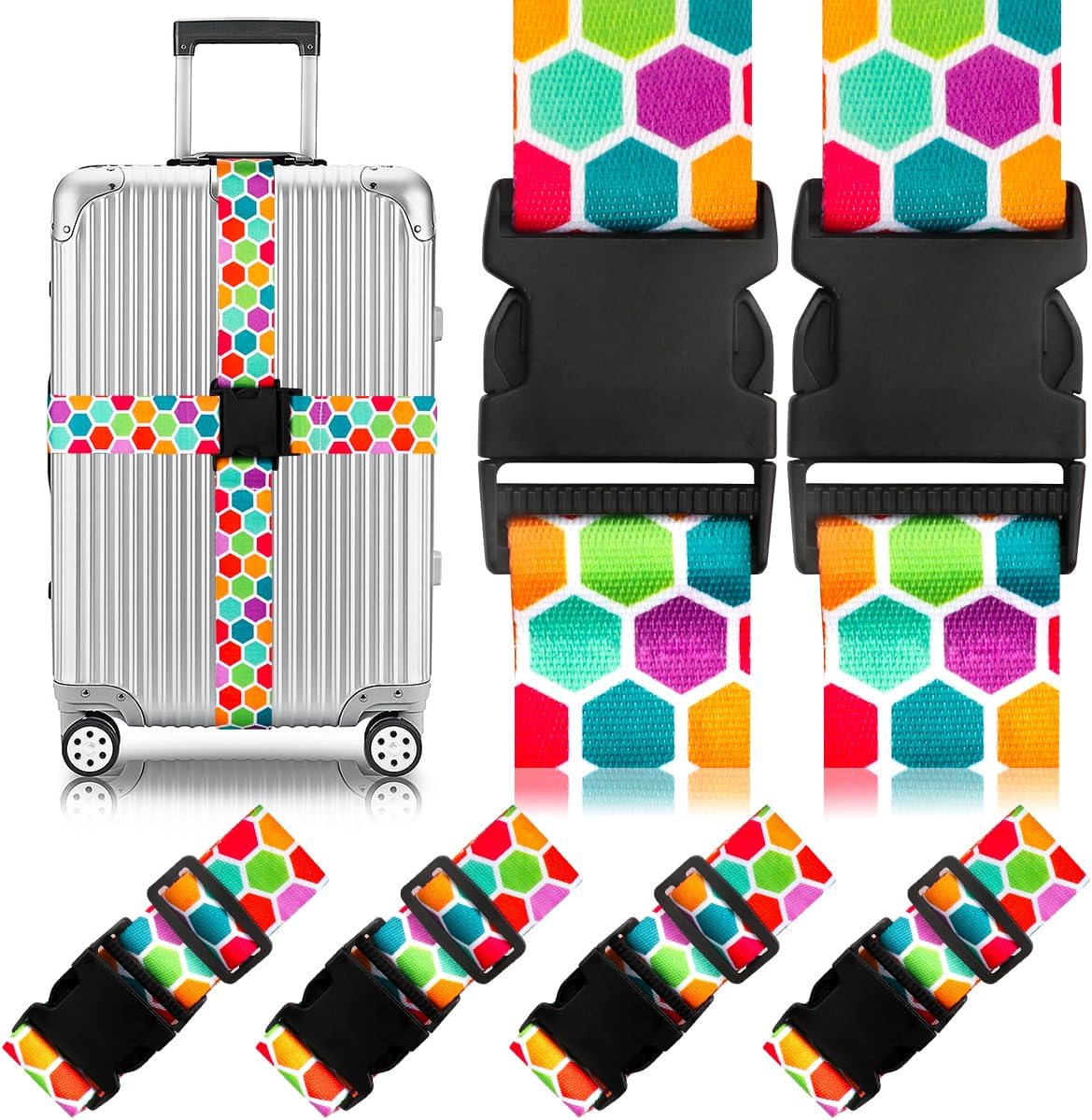 Adjustable Travel Luggage Strap Suitcase Belt Travel Bag Accessories 1.96 in W x 6.23 ft L