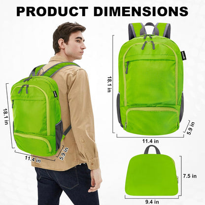 HOLYLUCK 20L lightweight packable Hiking Daypack Foldable Backpack for Men Women Small Travel Outdoor Foldable Shoulder Bag-green