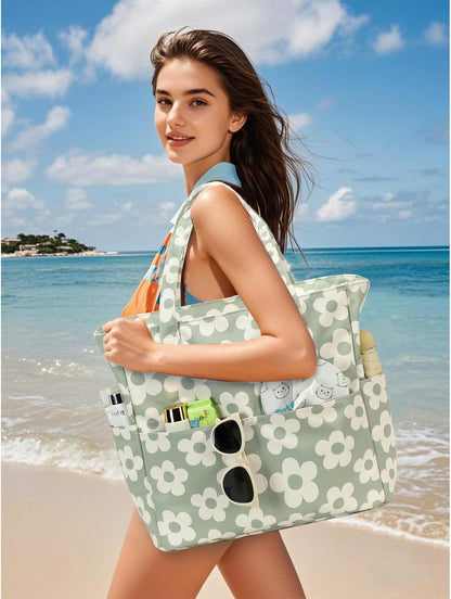 Waterproof Beach Tote Pool Bags for Women Ladies Extra Large Gym Tote Carry On Bag With Wet Compartment for Weekender Travel