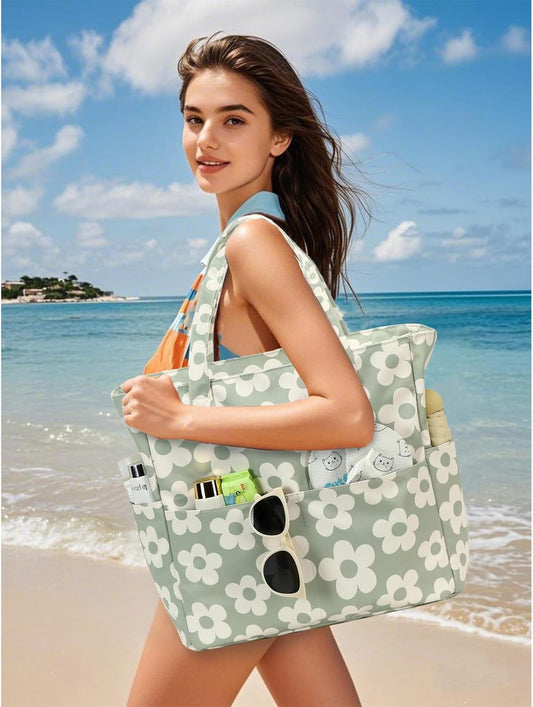 Waterproof Beach Tote Pool Bags for Women Ladies Extra Large Gym Tote Carry On Bag With Wet Compartment for Weekender Travel