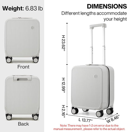 mixi Underseat Carry on Luggage 16 Inch Hardshell PC Suitcase with Spinner Wheels TSA Lock for Travel, Smoke White
