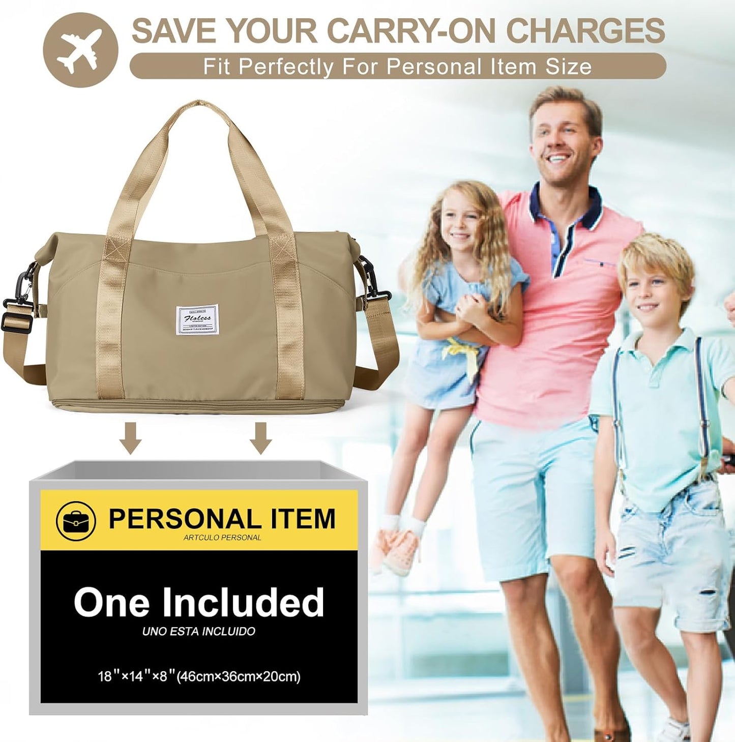 Travel Duffel Bag, Sports Tote Gym Bag, Shoulder Weekender Overnight Bag for Women