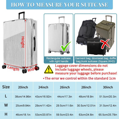Yotako Upgraded Zippered Clear PVC Suitcase Cover, 20 Inch Luggage Covers for Suitcase Luggage Protector Suitcase Cover 20''