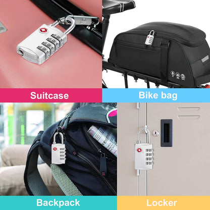 ZHEGE TSA Lock, Train Luggage Lock, 4 Digit Combination Lock for Suitcase, Backpack and Handbag Zipper, Small Padlock for School Gym Locker, Cabinet, Drawer (1 Pack, Sliver)