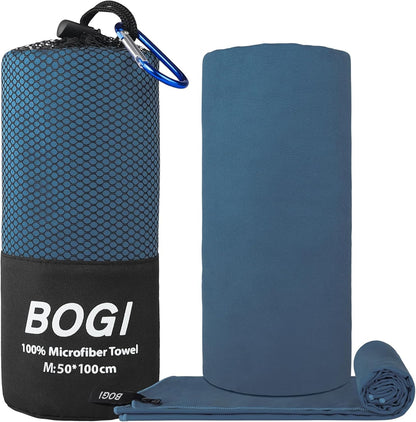 BOGI Microfiber Travel Sports Towel-Quick Dry Towel, Soft Lightweight Microfiber Camping Towel Absorbent Compact Travel Towel for Camping Gym Beach Bath Yoga Swimming Backpacking (M:40''x20''-Nblue)