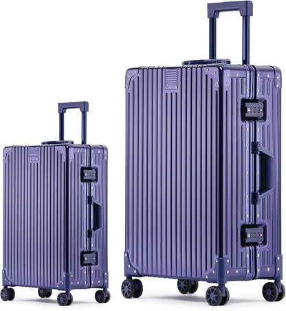 Metal All Aluminum Carry-on Luggage TSA Customs Lock Zipperless Silent Rotary by XZSP+AISU