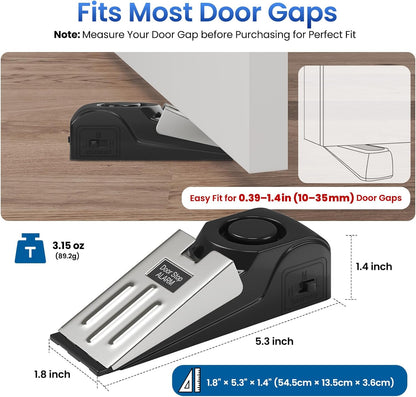 HOSOM 2 Pack Door Stop Alarm for Home & Travel Safety, 120dB Loud Siren Door Stoppers Security Device, Portable Anti-Slip Door Stop Wedge for Apartment, Hotel, Great for Travelers