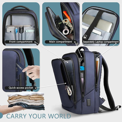 hk Laptop Backpack for Men with USB Charging Port for Business Work College Travel (Blue, 17.3 inch)