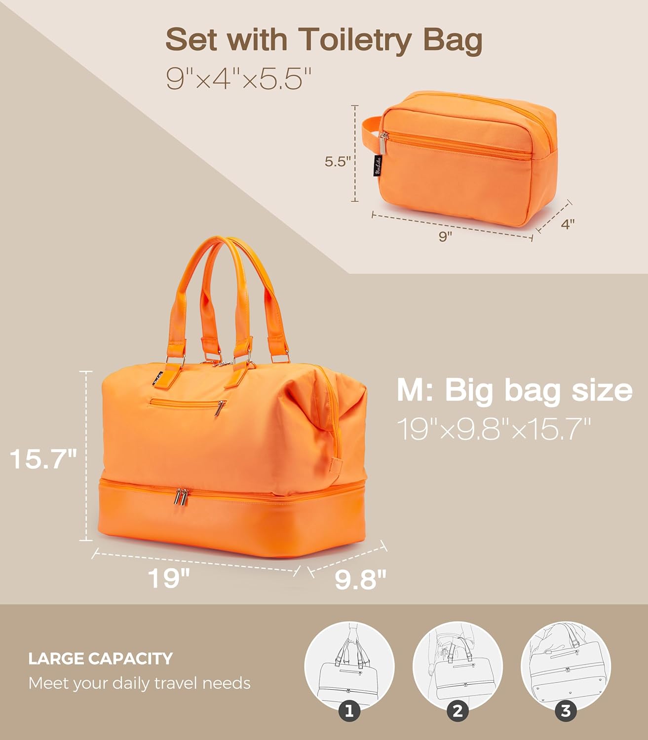 Weekender Bags for Women, Large Travel Duffel Bag with Shoes Compartment, Carry On Overnight Tote Bags with Toiletry Bags, Hospital Bags for Labor and Delivery