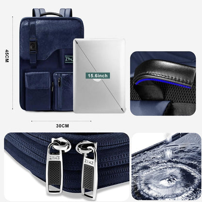 ZINZ Laptop Backpack 15 15.6 16 Inch, Expandable Computer Rucksack with Multi-Pockets Anti-Theft Travel Daypack for Men and Women,Blue