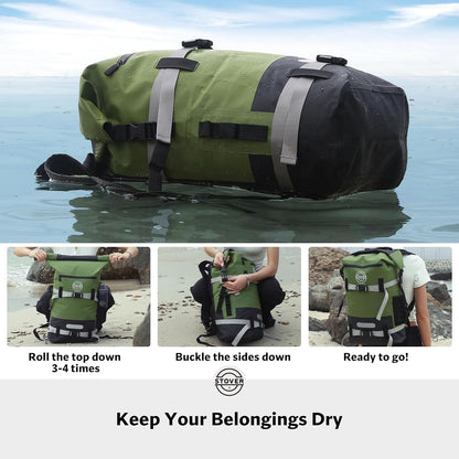 STOVER 5/10/25/30/40/55L Waterproof Backpack- Floating Dry Bag for Kayaking, Travel, Beach, Hiking, & Camping, Men/Women