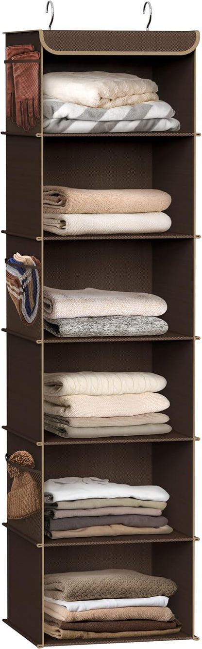 Simple Houseware 6 Shelf Hanging Closet Organizer, Brown