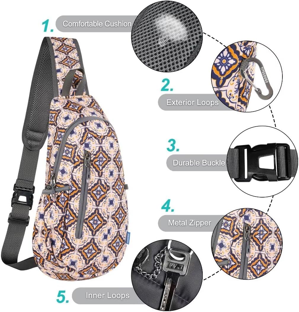 TITECOUGO Small Sling Bag, Lightweight Crossbody Backpack for Men Women, Shoulder Bag for Sports and Outdoor