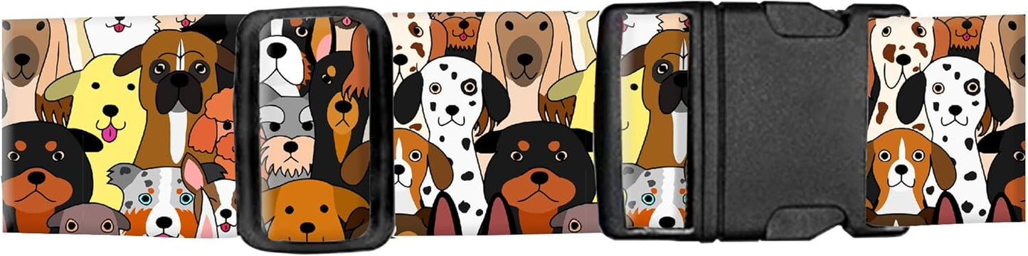 Luggage Straps for Suitcases, Adjustable Travel Belt, Durable Wide Luggage Strap, Cute Suitcase Strap Identifiers with Buckle, Bag Straps for Luggage, Cute Colorful Dogs