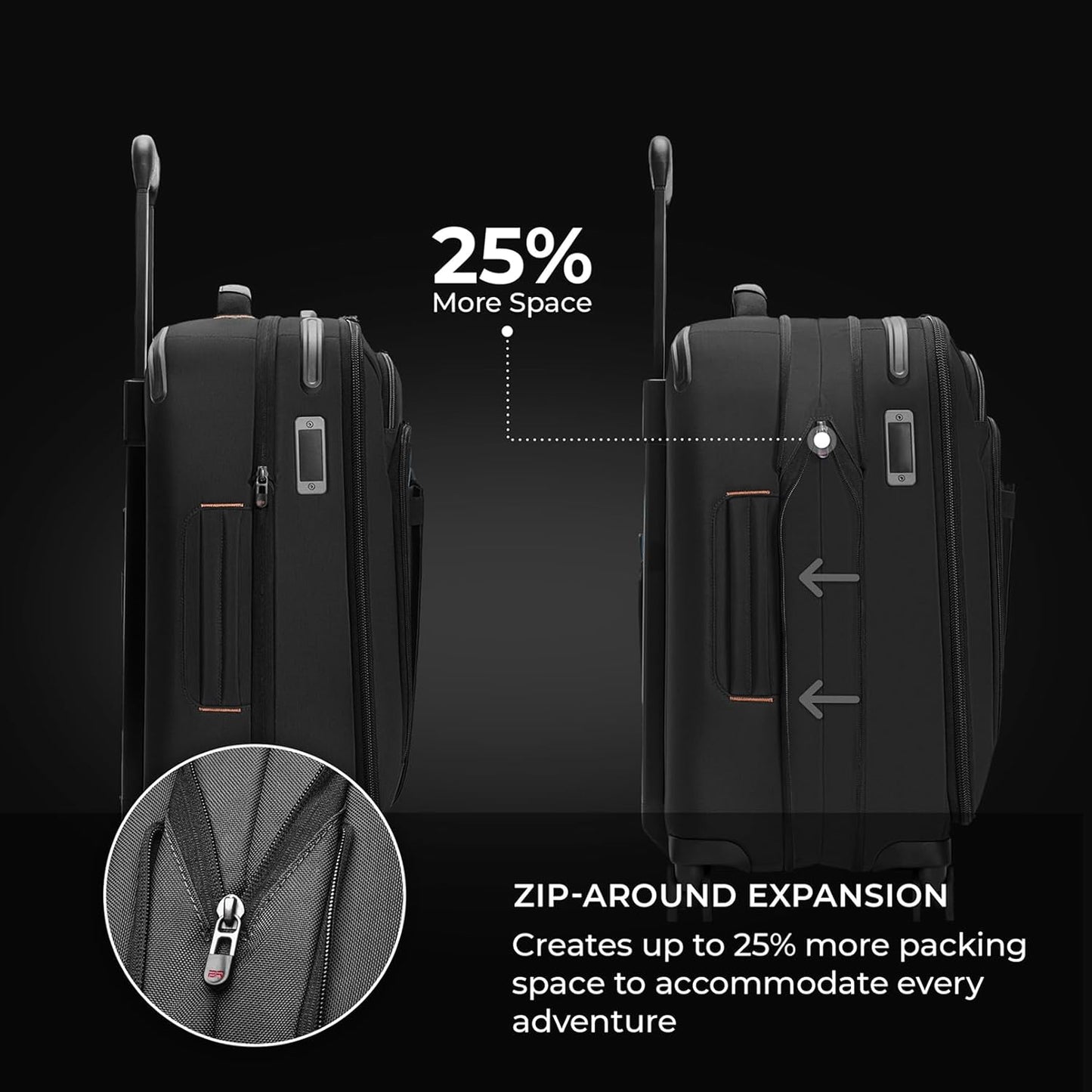 Briggs & Riley International 21" Carry On Expandable Spinner - Luggage for Travel, Suitcases with Wheels, Softside Rolling Bag for Men & Women - ZDX Collection, Black