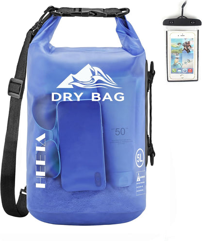 HEETA Dry Bag Waterproof for Women Men, 5L/10L/20L/30L/40L Roll Top Lightweight Dry Storage Bag Backpack with Phone Case for Travel Swimming Boating Kayaking Paddle Board Camping Beach Accessories